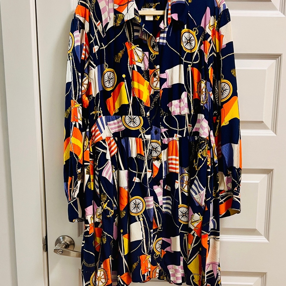 Anthropologie Maeve Nautical Flag Mini Shirtdress Size L - Picture 10 of 10